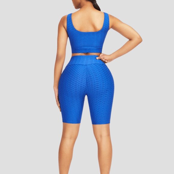 Anti-cellulite, high waisted activewear set designed with moisture-wicking, text - Picture 2 of 3